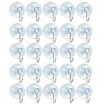 AKH® Clear Suction Hooks | Pack of 20 | 2.2cm Rubber Sucker Pads with Metal Hook | Strong Hanging Hook for Christmas Hanging Decorations Signs Mirror Glass Kitchen Bathroom Wall Festivals Decorations