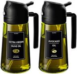 CXINYI - 16oz/470ml Olive Oil Dispenser for Kitchen with Stickers - 2 in 1 Olive Oil Sprayer for Cooking, Air Fryer, and Salad, 2 Black (Light-Proof Kitchen Gadget)