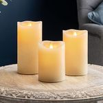 Christow Flameless LED Candles Battery Operated Real Wax Flickering Flame Set of 3