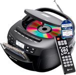 KLIM CD + Cassette Tape Player, Bluetooth CD Boombox, AM/FM Radio, Stereo Sound, Remote, CD and Cassette Player Combo, Tape Recording, USB Drive, AUX