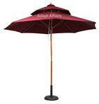 Invezo Garden Umbrella Double Deck Wooden centre Pole Outdoor Garden Umbrella (9ft diameter, Maroon) with 22kgs stand - Patio outdoor/Big Size Outdoor Umbrella.
