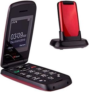 TTfone Star Big Button Simple Easy To Use Clamshell Flip Mobile Phone with O2 Pay as You Go - Red