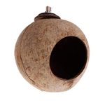 Gemini_mall Natural Coconut Shell Bird Nest House Bed for Pet Parrot Budgie Parakeet Cockatiel Conure Canary Finch Dove Cage Hamster Rat Gerbil Mice Cage Feeder Toy A