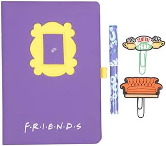 Friends - Artículos de Papelería - Mercancía y Set de Papelería de Friends - Cuaderno A5, Bolígrafo a Juego, Clips de Silicona x 4 y Caja de Regalo - Útiles Escolares Divertidos y Accesorio de Oficina