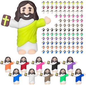 Keway 110 PCS Mini Jesus Figurines in Bulk, Miniature Little Jesus for Easter Egg Stuffers, Hide and Seek, Sunday School, Baptism Gifts & Religious Party Favors, Tiny Christ Savior Doll (11 Colors)