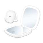 Bairy Compact Mirror with LED Light,Lighted Travel Makeup Mirror with 5X Magnifying Double Sided Dimmable Portable Pocket for Handbag and Pocket(White)