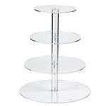 FOCCTS Cupcake Stand, 4 Tier Cake Stand Round Acrylic Display Stands Cupcake Tower for Weddings, Birthdays or Parties, 150mm / 187mm / 225mm / 263mm Diameter, 300mm High