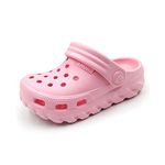 AMOJI Kids Clogs Boy Girl Garden Shoes Toddler Sandals Children Gardening Clog Child Slip On Sandals Youth Shower Slippers Fille Garçon Enfant Sabot KID1521 Size Pink 4.5-5 Big Kid