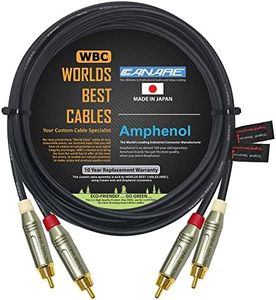 2 Meter RCA Cable Pair - Made with Canare L-4E6S, Star Quad, Audio Interconnect Cable and Amphenol ACPR Gold RCA Connectors – Directional Design - Custom Made by WORLDS BEST CABLES