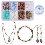 SUNNYCLUE 1 Box 400+pcs Acrylic Gemstone Beads Jewellery Making Kit Leaf Flower Charms Glass Seed Bead & Earring Hook & Crystal Thread for Women Adults Bracelet Earrings Necklace Making Supplies