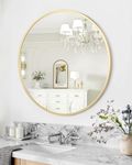 Large Round Mirror for Wall, 36 inch Gold Circle Mirror, HD Eco-Friendly Round Bathroom Mirror for Over Sink, Big Matte Gold Metal Framed Wall Mirror for Wall, Vanity, Living Room, Easy to Install