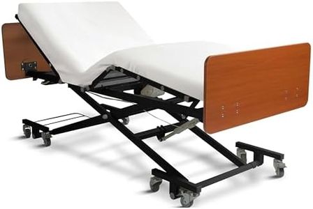 Ultra Low Electric Hospital Bed for Home Use with Memory Foam Mattress, Qbar Rails, Cherry Boards - 7" - 31" Height Range, 36" Wide, 80-84-88" Adjustable Length, Hand Pendant, 500 lbs Capacity