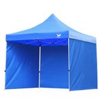 Malabar Trading Company Heavy Duty Canopy Tent with Side Wall | 3 Side Cover/Pop-up Tent for Garden and Promotional Activity | 10x10 FT | Easy Foldable & Portable (Blue)