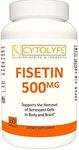 CYTOLYFE Fisetin 500mg Senescent Cell Removal 98% Pure Fisetin 500mg Therapeutic Dose 60 Capsules Senolytic Activator Anti-Aging Life Extension