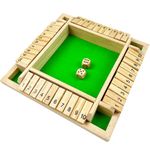 EACHHAHA Shut The Box Game 4 Player -Wooden Table Game,Dice Games,Travel Game,Wooden Board STEM Learning Traditional Family Game for Kids