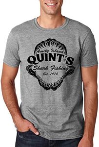 AW Fashions Quint's Shark Fishing Amity Island Jaws Funny 70's Movie Premium Men's T-Shirt (Sports Grey, XX-Large)