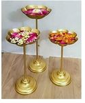 A H D Decorative Urli Bowl Tealight Holder Stand | Urli Stand Set of 3 for Decoration | Floating Diya Stand Home Decor Decorative Showpiece | Urli Bowl for Diwali and Pooja (Set of 3)