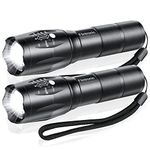 flintronic LED Torch Rechargeable, 2PCS CREE T6 Super Bright 1000Lumens Torch, Zoomable Mini Pocket Torch, IPX6 Waterproof Tactical Flashlight for Camping Outdoor Hiking Emergency (Without Battery)