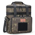 Tactical Lunch Box, Large Expandable Insulated Lunch Bag, Durable Waterproof Leakproof Cooler Bag for Adults/Men/Women/Work Outdoor Picnic Trips, 20 Cans/15 L, Black-Camo