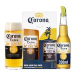 Corona Beer Gift Set - 330ml Bottle of Premium Corona Extra Beer and Branded Corona Beer Glass, Perfect Mens Christmas Gifts for Him, Lager Gift Set, Beer Gifts for Men, Xmas Gifts for Men