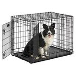 MidWest Homes for Pets Ultima Pro Series 91.44 cm (36-Inch) LongDog Crate; Extra-Strong Double Door Folding Metal Dog Crate w/Divider Panel, Floor Protecting "Roller Feet" & Leak-Proof Pan; 736UP