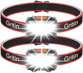 Gritin Headlamp, [2 Pack] COB Super Bright LED Head Lamp Headlight, Adjustable with 3 Modes, Lightweight Head Light Flashlight for Running, Camping, Fishing