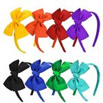 Vamotto 8 Pieces Bow Tie Headband Bow Tie Hairband for Girls,Head Wraps Grosgrain Ribbon Hair Band Hair Accessories for 3-12 Year Girls Favors and Party, 8 Colors