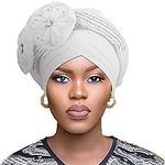 Woeoe Women African Head Wraps Whit