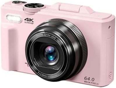 4K Digital Camera for Photography, 64MP Vlogging Camera for YouTube with 3" 180° Flip Screen, 18X Digital Zoom Point and Shoot Camara with 32GB Micro SD Card for Beginner (Light Pink)