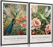 Dytila William Morris Canvas Wall Art Set of 2 - Vintage Flower Botanical Pictures Wall Decor Bird Aesthetic Posters, Prints for Bedroom Living Room, Hallway, Home Office Decor 16x24 in Unframed