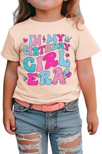 GLIGLITTR Birthday Girl Shirt Toddler Baby Girl in My Birthday Girl Era T Shirt Short Sleeve Party Outfit Kids Summer Tee Top(Apricot,4-5T)