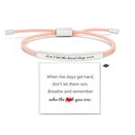 LIU JUN Remember Who The F You Are Motivational Tube Bracelet For Women, Adjustable Hand Bradied Wrap Stainless Steel To My Daughter/Best Friend Inspirational Gifts Teen Girls Jewelry, Medium, Nylon,