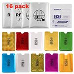 Luumxai 16 RFID Blocking Sleeves Envelopes(10 Credit Card Holders & 4 Passport Protectors) Identity Theft Protection Secure Sleeves Set.Waterproof aluminum foil slim Design easily into your Wallet