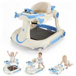 Joycushy Baby Walker, Foldable Walker Babies with Wheel (Lockable), Toy, Music Activity Panel, (51/53/55cm)Height Adjustable, 5 in 1 Portable Push Along Baby Walkers for Boys & Girls Over 6 Months Old
