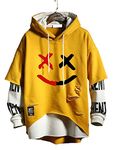 Hello MrLin Men's Techwear Hip Hop Hoodie Japanese Streetwear Patchwork Urban Jumper Tops Yellow