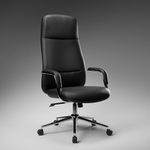 Green Soul Oslo Premium Boss Chair | Minimal Scandinavian Design | Ergonomic Faux Leather Executive Office Chair with Cushioned Seat | Chrome Finish | High Back (Black)