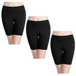 wirarpa Anti Chafing Shorts Women Cotton Cycling Shorts Ladies Chub Rub Boxer Shorts Leggings for Under Dress Skirt 3 Pack Black Size L