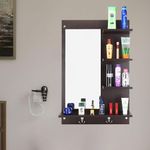 Odestar Wooden Hanging Dressing Mirrors with Shelves - Brown. This Versatile Bathroom Mirror for Wall Decor is Perfect for Any Room, from The Living Room to The Bedroom. Framed, Rectangular