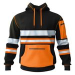 kraftd Mens Hi Vis Hoodie High Viz Hooded Sweatshirt Workwear Hoody With Reflective Tape