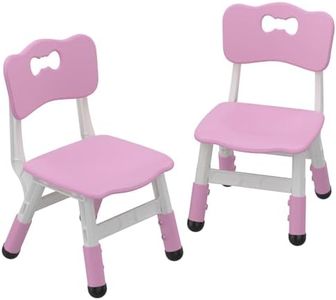 3-Level Adjustable Toddler Chair Set, 2 Pack Kids Chairs with Ergonomic Back Support, Lightweight Sturdy Plastic, 180 Lbs Capacity for Home, Classroom, Daycare Use, Pink