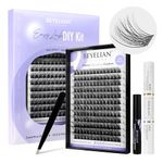 BEYELIAN EyeLash Extension Kit 168 Pcs Lash Clusters D+ Curl 10-16mm Lash Extension Kit with Lash Bond and Seal and Remover Lash Applicator DIY Lash Clusters Kit Easy to Apply at Home (Style3,Black)