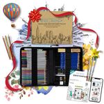 Drawing Watercolor Pencils Art Supplies – 53 Coloring and Sketching Art Set – Each Art Supply Includes Bonus Sketch Book and Digital Library Drawing Tutorials - Pencil Pouch, Graphite Charcoal, Eraser