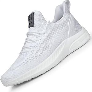 Feethit Mens Slip On Running Shoes Blade Tennis Shoes Non Slip Walking Shoes Lightweight Workout Shoes Breathable Mesh Fashion Sneakers All White Size 8