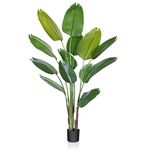 CROSOFMI Artificial Bird of Paradise Plant 6 Feet Fake Tropical Palm Tree with 13 Leaves,Perfect Faux Plants in Pot for Indoor Outdoor House Home Office Garden Modern Decoration Gift