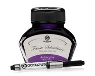 Octopus Fluids Aubergine - Writing ink including converter, Fountain pen ink in ink glass, Calligraphy ink for dip pen, Violet 30ml