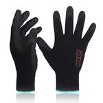 DEX FIT Warm Fleece Winter Gloves NR450, Comfort Spandex Stretch Fit, Power Grip, Thin & Lightweight, Durable Water-Based Nitrile Coating, Machine Washable, Black 8 (M) 3 Pairs