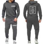 TURHAN Personalized Logo Men's Hoodies 2pcs Sets, Mens Tracksuit Sportswear Hoodies&Sweatpant Suit Warm Pullover Sweatshirts Dark Grey,M