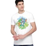 Free Authority Tom & Jerry Printed Regular Fit White Cotton Men's T-Shirt