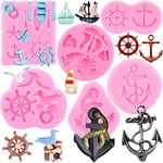 ZiXiang Anchor Rudder Fondant Molds Seagull Sailing Boat Hook Cake Decoration Silicone Mold for Cupcake Topper Candy Chocolate Gum Paste Polymer Clay Set of 6