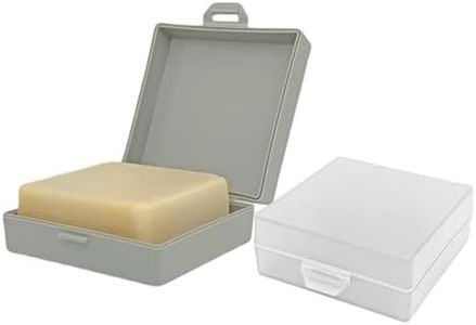 Elimeta Soap Holder 2 Pack, Shower Bar Case Fit Dr Squatch Soap, Waterproof Travel Soap Container with Lid, Square Bathroom Soap Dish Box for Camping, Gym and Outdoor Traveling (Clear/Grey)